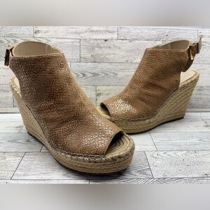 Kenneth Cole New York "Odette" Shimmer Espadrille Wedge Sandal Size 9